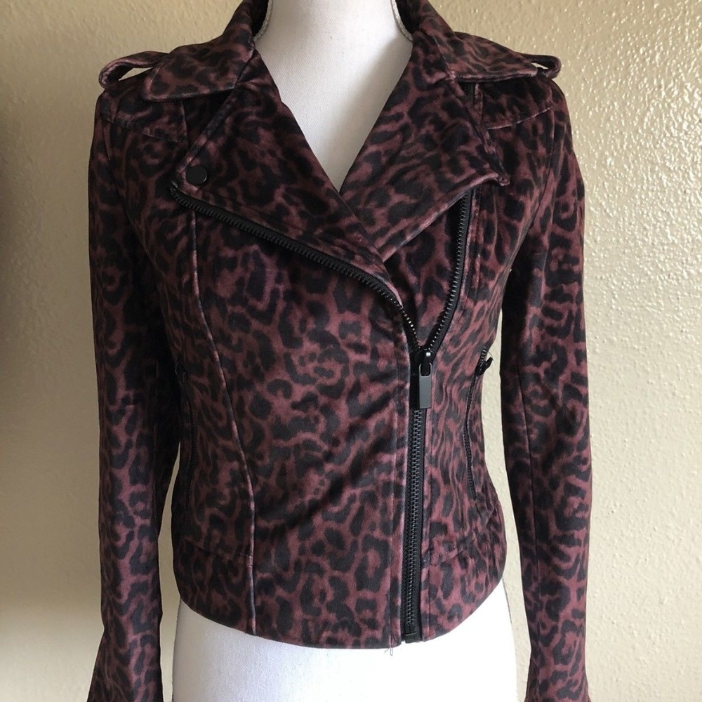 NWT Bebe Burgundy Leopard Print Moto - Small